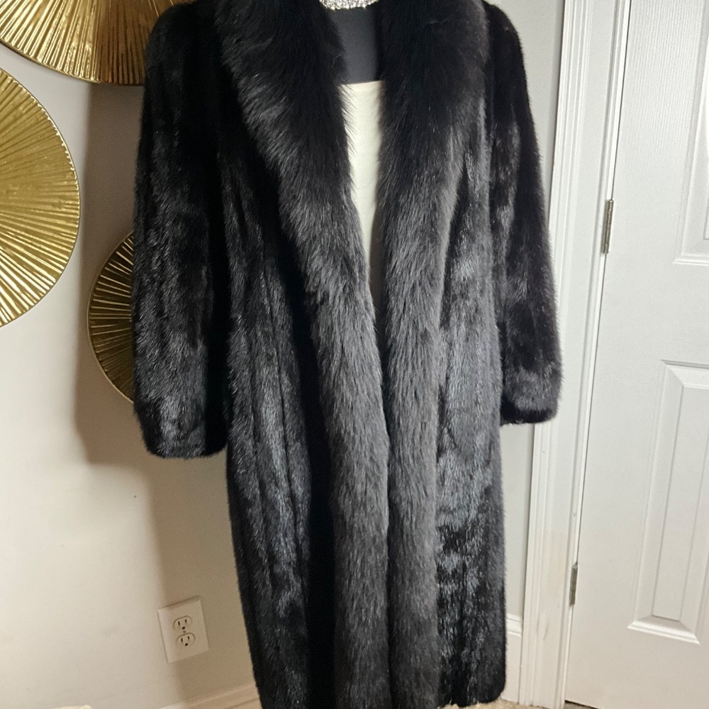 ❤️Black Vintage Mink and Fox Fur Coat - Picture 2 of 11